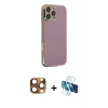 MARSİLYAN™- iPhone 16 Pro Max Kılıf Yankı Serisi - Siyah 3D Antistatik Cam Ekran Koruyucu + Pers Alüminyum Kamera Lens - CLTM