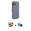 MARSİLYAN™- iPhone 16 Pro Max Kılıf Yankı Serisi - Siyah 3D Antistatik Cam Ekran Koruyucu + Pers Alüminyum Kamera Lens - CLTM