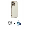 MARSİLYAN™- iPhone 16 Pro Max Kılıf Yankı Serisi - Siyah 3D Antistatik Cam Ekran Koruyucu + Pers Alüminyum Kamera Lens - GS