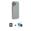 MARSİLYAN™- iPhone 16 Pro Max Kılıf Yankı Serisi - Siyah 3D Antistatik Cam Ekran Koruyucu + PVD Metal Kamera Lens - SH