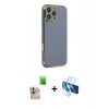 MARSİLYAN™- iPhone 16 Pro Max Kılıf Yankı Serisi - Siyah 3D Antistatik Cam Ekran Koruyucu + Raze Metal Kamera Lens - NLGY
