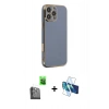 MARSİLYAN™- iPhone 16 Pro Max Kılıf Yankı Serisi - Siyah 3D Antistatik Cam Ekran Koruyucu + Raze Metal Kamera Lens - SH