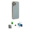 MARSİLYAN™- iPhone 16 Pro Max Kılıf Yankı Serisi - Siyah 3D Antistatik Cam Ekran Koruyucu + Raze Metal Kamera Lens - SH