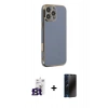 MARSİLYAN™- iPhone 16 Pro Max Kılıf Yankı Serisi - Siyah 3D Antistatik Hayalet Cam Ekran Koruyucu + Bilvis Titan Kamera Lens - TMGI