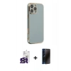 MARSİLYAN™- iPhone 16 Pro Max Kılıf Yankı Serisi - Siyah 3D Antistatik Hayalet Cam Ekran Koruyucu + Bilvis Titan Kamera Lens - SH