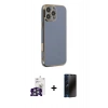 MARSİLYAN™- iPhone 16 Pro Max Kılıf Yankı Serisi - Siyah 3D Antistatik Hayalet Cam Ekran Koruyucu + Bilvis Titan Kamera Lens - GS