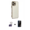 MARSİLYAN™- iPhone 16 Pro Max Kılıf Yankı Serisi - Siyah 3D Antistatik Hayalet Cam Ekran Koruyucu + Bilvis Titan Kamera Lens - TMGI