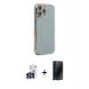 MARSİLYAN™- iPhone 16 Pro Max Kılıf Yankı Serisi - Siyah 3D Antistatik Hayalet Cam Ekran Koruyucu + Bilvis Titan Kamera Lens - TMGI