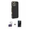MARSİLYAN™- iPhone 16 Pro Max Kılıf Yankı Serisi - Siyah 3D Antistatik Hayalet Cam Ekran Koruyucu + Bilvis Titan Kamera Lens - SH
