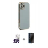 MARSİLYAN™- iPhone 16 Pro Max Kılıf Yankı Serisi - Siyah 3D Antistatik Hayalet Cam Ekran Koruyucu + Bilvis Titan Kamera Lens - GS