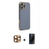 MARSİLYAN™- iPhone 16 Pro Max Kılıf Yankı Serisi - Siyah 3D Antistatik Hayalet Cam Ekran Koruyucu + Pers Alüminyum Kamera Lens - CLTM