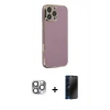 MARSİLYAN™- iPhone 16 Pro Max Kılıf Yankı Serisi - Siyah 3D Antistatik Hayalet Cam Ekran Koruyucu + Pers Alüminyum Kamera Lens - GI