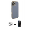 MARSİLYAN™- iPhone 16 Pro Max Kılıf Yankı Serisi - Siyah 3D Antistatik Hayalet Cam Ekran Koruyucu + Pers Alüminyum Kamera Lens - GS