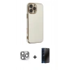 MARSİLYAN™- iPhone 16 Pro Max Kılıf Yankı Serisi - Siyah 3D Antistatik Hayalet Cam Ekran Koruyucu + Pers Alüminyum Kamera Lens - GI