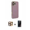 MARSİLYAN™- iPhone 16 Pro Max Kılıf Yankı Serisi - Siyah 3D Antistatik Hayalet Cam Ekran Koruyucu + Pers Alüminyum Kamera Lens - CLTM
