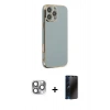 MARSİLYAN™- iPhone 16 Pro Max Kılıf Yankı Serisi - Siyah 3D Antistatik Hayalet Cam Ekran Koruyucu + Pers Alüminyum Kamera Lens - GI