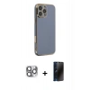 MARSİLYAN™- iPhone 16 Pro Max Kılıf Yankı Serisi - Siyah 3D Antistatik Hayalet Cam Ekran Koruyucu + Pers Alüminyum Kamera Lens - GI