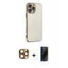 MARSİLYAN™- iPhone 16 Pro Max Kılıf Yankı Serisi - Siyah 3D Antistatik Hayalet Cam Ekran Koruyucu + Pers Alüminyum Kamera Lens - CLTM