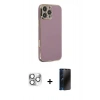 MARSİLYAN™- iPhone 16 Pro Max Kılıf Yankı Serisi - Siyah 3D Antistatik Hayalet Cam Ekran Koruyucu + Pers Alüminyum Kamera Lens - GS