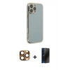 MARSİLYAN™- iPhone 16 Pro Max Kılıf Yankı Serisi - Siyah 3D Antistatik Hayalet Cam Ekran Koruyucu + Pers Alüminyum Kamera Lens - CLTM