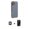 MARSİLYAN™- iPhone 16 Pro Max Kılıf Yankı Serisi - Siyah 3D Antistatik Hayalet Cam Ekran Koruyucu + PVD Metal Kamera Lens - SH