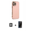 MARSİLYAN™- iPhone 16 Pro Max Kılıf Yankı Serisi - Siyah 3D Antistatik Hayalet Cam Ekran Koruyucu + PVD Metal Kamera Lens - SH