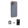 MARSİLYAN™- iPhone 16 Pro Max Kılıf Yankı Serisi - Siyah 3D Antistatik Hayalet Cam Ekran Koruyucu + PVD Metal Kamera Lens - GS