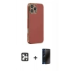 MARSİLYAN™- iPhone 16 Pro Max Kılıf Yankı Serisi - Siyah 3D Antistatik Hayalet Cam Ekran Koruyucu + PVD Metal Kamera Lens - GS