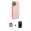 MARSİLYAN™- iPhone 16 Pro Max Kılıf Yankı Serisi - Siyah 3D Antistatik Hayalet Cam Ekran Koruyucu + PVD Metal Kamera Lens - GS