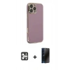 MARSİLYAN™- iPhone 16 Pro Max Kılıf Yankı Serisi - Siyah 3D Antistatik Hayalet Cam Ekran Koruyucu + PVD Metal Kamera Lens - GS