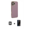 MARSİLYAN™- iPhone 16 Pro Max Kılıf Yankı Serisi - Siyah 3D Antistatik Hayalet Cam Ekran Koruyucu + PVD Metal Kamera Lens - SH