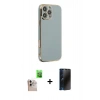 MARSİLYAN™- iPhone 16 Pro Max Kılıf Yankı Serisi - Siyah 3D Antistatik Hayalet Cam Ekran Koruyucu + Raze Metal Kamera Lens - NLGY