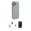 MARSİLYAN™- iPhone 16 Pro Max Kılıf Yankı Serisi - Siyah 3D Antistatik Hayalet Cam Ekran Koruyucu + Raze Metal Kamera Lens - BZ