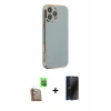 MARSİLYAN™- iPhone 16 Pro Max Kılıf Yankı Serisi - Siyah 3D Antistatik Hayalet Cam Ekran Koruyucu + Raze Metal Kamera Lens - CLTM