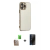 MARSİLYAN™- iPhone 16 Pro Max Kılıf Yankı Serisi - Siyah 3D Antistatik Hayalet Cam Ekran Koruyucu + Raze Metal Kamera Lens - CLTM