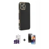 MARSİLYAN™- iPhone 16 Pro Max Kılıf Yankı Serisi - Siyah 3D Antistatik Mat Seramik Nano Ekran Koruyucu + Bilvis Titan Kamera Lens - SH