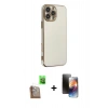 MARSİLYAN™- iPhone 16 Pro Max Kılıf Yankı Serisi - Siyah 3D Antistatik Mat Seramik Nano Ekran Koruyucu + Çöl Titanyum Raze Metal Kamera Lens