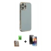 MARSİLYAN™- iPhone 16 Pro Max Kılıf Yankı Serisi - Siyah 3D Antistatik Mat Seramik Nano Ekran Koruyucu + Çöl Titanyum Raze Metal Kamera Lens