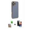 MARSİLYAN™- iPhone 16 Pro Max Kılıf Yankı Serisi - Siyah 3D Antistatik Mat Seramik Nano Ekran Koruyucu + Çöl Titanyum Raze Metal Kamera Lens