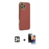 MARSİLYAN™- iPhone 16 Pro Max Kılıf Yankı Serisi - Siyah 3D Antistatik Mat Seramik Nano Ekran Koruyucu + Gümüş PVD Metal Kamera Lens