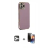 MARSİLYAN™- iPhone 16 Pro Max Kılıf Yankı Serisi - Siyah 3D Antistatik Mat Seramik Nano Ekran Koruyucu + Gümüş PVD Metal Kamera Lens