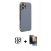 MARSİLYAN™- iPhone 16 Pro Max Kılıf Yankı Serisi - Siyah 3D Antistatik Mat Seramik Nano Ekran Koruyucu + Pers Alüminyum Kamera Lens - GI