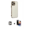 MARSİLYAN™- iPhone 16 Pro Max Kılıf Yankı Serisi - Siyah 3D Antistatik Mat Seramik Nano Ekran Koruyucu + PVD Metal Kamera Lens - GD