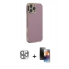 MARSİLYAN™- iPhone 16 Pro Max Kılıf Yankı Serisi - Siyah 3D Antistatik Mat Seramik Nano Ekran Koruyucu + Pers Alüminyum Kamera Lens - GI