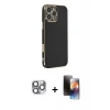 MARSİLYAN™- iPhone 16 Pro Max Kılıf Yankı Serisi - Siyah 3D Antistatik Mat Seramik Nano Ekran Koruyucu + Pers Alüminyum Kamera Lens - GI