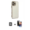 MARSİLYAN™- iPhone 16 Pro Max Kılıf Yankı Serisi - Siyah 3D Antistatik Mat Seramik Nano Ekran Koruyucu + Siyah PVD Metal Kamera Lens