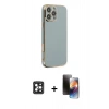 MARSİLYAN™- iPhone 16 Pro Max Kılıf Yankı Serisi - Siyah 3D Antistatik Mat Seramik Nano Ekran Koruyucu + Siyah PVD Metal Kamera Lens