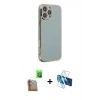 MARSİLYAN™- iPhone 16 Pro Max Kılıf Yankı Serisi - Siyah 3D Antistatik Seramik Nano Ekran Koruyucu + Çöl Titanyum Raze Metal Kamera Lens