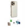 MARSİLYAN™- iPhone 16 Pro Max Kılıf Yankı Serisi - Siyah 3D Antistatik Seramik Nano Ekran Koruyucu + Çöl Titanyum Raze Metal Kamera Lens