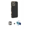 MARSİLYAN™- iPhone 16 Pro Max Kılıf Yankı Serisi - Siyah 3D Antistatik Seramik Nano Ekran Koruyucu + PVD Metal Kamera Lens - GD